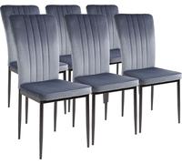 Albatros Chaise de salle à manger avec revêtement en velours, Lot de 6 MODENA, Gris - Design vintage élégant, Chaise rembourrée élégante à la table de salle à manger - Chaise de cuisine ou chaise de s