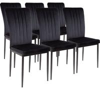 Albatros Chaise de salle à manger avec revêtement en velours, Lot de 6 MODENA, Noir - Design vintage élégant, Chaise rembourrée élégante à la table de salle à manger - Chaise de cuisine ou chaise de s
