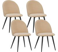 Albatros Chaise de salle à manger avec revêtement en velours, set de 4 CAPO, beige - Design vintage élégant, chaise rembourrée élégante à la table de salle à manger - Chaise de cuisine ou chaise de sa