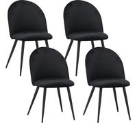 Albatros Chaise de salle à manger avec revêtement en velours, set de 4 CAPO, noir - Design vintage élégant, chaise rembourrée élégante à la table de salle à manger - Chaise de cuisine ou chaise de sal