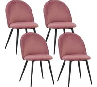 Albatros Chaise de salle à manger avec revêtement en velours, set de 4 CAPO, rose - Design vintage élégant, chaise rembourrée élégante à la table de salle à manger - Chaise de cuisine ou chaise de sal