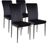 Albatros Chaise de salle à manger avec revêtement en velours, set de 4 MODENA, noir - Design vintage élégant, chaise rembourrée élégante à la table de salle à manger - Chaise de cuisine ou chaise de s