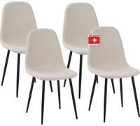 Albatros chaise de salle à manger BARI avec revêtement en tissu, set de 4 pièces, beige, design vintage élégant, supporte une charge de 110 kg, chaise rembourrée - Chaise de cuisine moderne