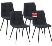 Albatros Chaise de salle à manger BORA Set de 4 pièces noir - Chaise rembourrée confortable pour un design moderne et élégant à la table de salle à manger - Chaise de cuisine ou chaise de salle à mang