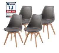 Albatros Chaises de salle à manger, Plastique, Cuir synthétique, Gris, Buche: 4er-Set