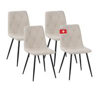 Albatros Dora Lot de 4 chaises de salle à manger rembourrées avec housse en tissu, beige, design vintage élégant, charge maximale : 110 kg, pour cuisine, salle à manger ou table à manger