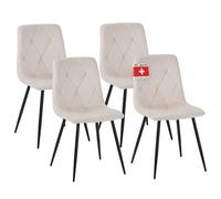 Albatros Dora Lot de 4 chaises de salle à manger rembourrées avec housse en velours, beige, design vintage élégant, charge maximale : 110 kg, pour cuisine, salle à manger ou table à manger