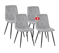 Albatros Dora Lot de 4 chaises de salle à manger rembourrées avec housse en velours, gris, design vintage élégant, charge maximale : 110 kg, pour cuisine, salle à manger ou table à manger
