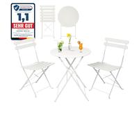 Albatros - Ensemble de bistrot 3 pièces blanc - Table et 2 chaises pliantes en métal robuste - Idéal pour balcon ou jardin