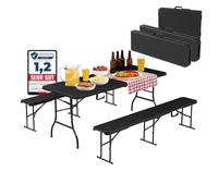 ALBATROS Ensemble de meubles de jardin pliables en 3 pièces - Table pliante stable de 300 kg et 2 bancs de 500 kg - Table de camping pour 10 personnes - Table de camping et d'extérieur - Table à bière