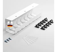 Albatros Kabelkanal Schreibtisch Blanc Kit complet - Bureau de gestion des câbles pour l'ordre et la productivité, organisateur pour le guidage des câbles- Gaine ou bac à câbles pour l'organisation de