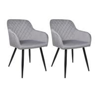 Albatros Lot de 2 chaises de salle à manger Salo, grises, modernes et élégantes, rembourrées, confortables, élégantes, pour cuisine, salle à manger ou table à manger, aspect rétro en velours