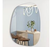 Albatros Miroir design asymétrique 90 x 70 cm miroir mural ou porte forme organique moderne, miroir ovale et grand, asymétrique déformé et sans cadre, miroir mural