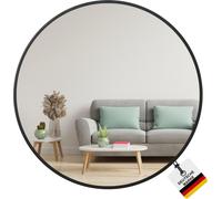 Albatros miroir rond noir avec bord métallique, 50cm de diamètre, pour salon, salle de bain, couloir, chambre, grand, mur