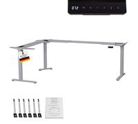 Albatros piètement de Bureau d'angle Lift L7S, argenté, réglable en continu en Hauteur, Largeur et Angle, 3 Moteurs, électrique