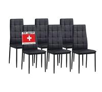 Albatros Rimini Lot de 6 chaises, Noir, testées SGS