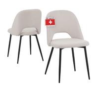 Albatros Silvi Lot de 2 chaises de salle à manger avec housse en tissu Beige - Design vintage élégant - Housse en velours côtelé certifiée SGS - Chaise de cuisine, chaise de salle à manger ou chaise