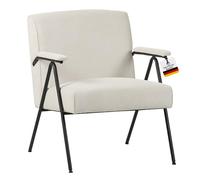 Albatros Stanford Fauteuil design vintage Mid Century moderne, housse en tissu côtelé de qualité supérieure, beige, noyau à ressorts très confortable, fauteuil de relaxation pour salon, chambre à