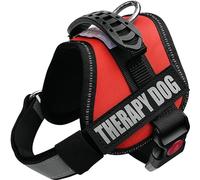 Albcorp Harnais réfléchissant pour Chien en Nylon tissé, Veste réglable pour Animal de Service, avec 2 Patchs Auto-agrippants Amovibles pour Chien Rouge, Taille XS