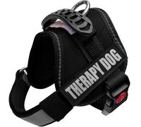 ALBCORP réfléchissant Thérapie Chien Gilet Harnais, tissé Polyester et Nylon réglable, Service d'animaux, pour Femme, avec 2 Scratch et Patchs Therapy Dog Amovible, S 20-26 inch Girth, Noir
