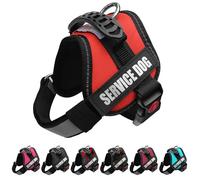 ALBCORP Service Dog Vest Harness - Harnais réfléchissant avec poignée et rembourrage en maille confortable - Tailles XXS-XL pour chiots, petits et grands chiens - 2 patchs amovibles inclus (XXS, rouge