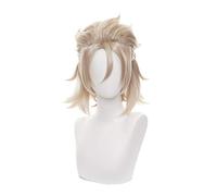 Albedo Perruque blonde courte avec cheveux synthétiques tressés, très douce et lisse, facile à peigner, convient pour les personnages de jeu Comic-Con