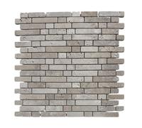 Albedo Pierre - Mosaïque en Travertin Blanc Ivoire Vieilli AL-540 - Stripes 1,5 - Carrelage Murale en Pierre Naturelle 30,5x30,5x0,8 cm
