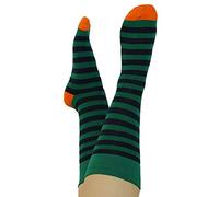 ALBERO NATUR Lot de 2 paires de chaussettes rayées en coton bio pour homme et femme, Vert/bleu foncé/orange, 39-42