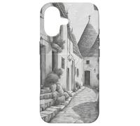 Alberobello Bari Pouilles Italie Voyage Dessin Crayon Vintage Coque pour iPhone 17