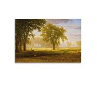 Albert Bierstadt (Elk in Oak Grove, 1875) Impression sur toile 40 x 60 cm