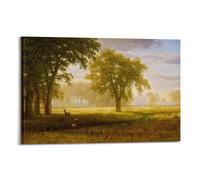 Albert Bierstadt (Elk in Oak Grove, 1875) Impression sur toile murale 50 x 75 cm