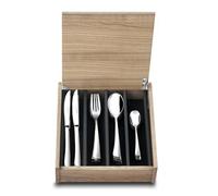 Albert de Thiers - Ménagère Élégance, 48 Couverts - 12 Couteaux de Table + 12 Fourchettes + 12 Cuillères à Soupe + 12 Cuillères à Café - Lames et Manches en Acier Inoxydable - Coffret Bois