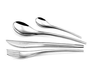 Albert de Thiers - Ménagère 24 Pièces Curv - Design Élégant et Épuré - Acier Inoxydable - Couteaux Dentés - Compatible Lave-Vaisselle - Finition Moderne et Raffinée
