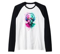 Albert E Physicien Portant des écouteurs EDM Rave Design Manche Raglan