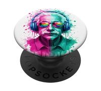 Albert E Physicien Portant des écouteurs EDM Rave Design PopSockets PopGrip Adhésif