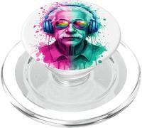 Albert E Physicien Portant des écouteurs EDM Rave Design PopSockets PopGrip pour MagSafe