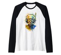 Albert E Portant des équipements de plongée et des écouteurs EDM Rave Art Manche Raglan