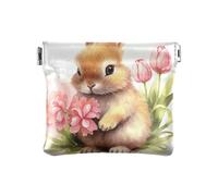 Albert Einstein Mini porte-monnaie en cuir pour un usage quotidien, Lapin floral rose, one size, Lapin floral rose