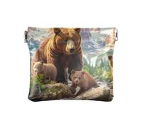 Albert Einstein Mini porte-monnaie en cuir pour un usage quotidien, Ours vert forêt, one size, Ours vert forêt