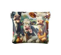 Albert Einstein Mini porte-monnaie en cuir pour un usage quotidien, vaches de ferme drôles, one size, Vaches de ferme amusantes