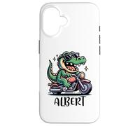 Albert Fun Alligator Motif Moto pour garçon Nom Albert Coque pour iPhone 16