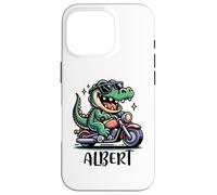 Albert Fun Alligator Motif Moto pour garçon Nom Albert Coque pour iPhone 16 Pro