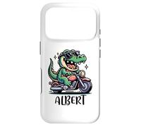 Albert Fun Alligator Motif Moto pour garçon Nom Albert Coque pour iPhone 17 Pro