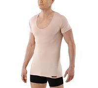 ALBERT KREUZ Deep-V Maillot de corps invisible pour homme en coton bio stretch à manches courtes Beige, beige, M