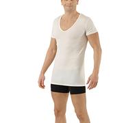 ALBERT KREUZ Homme Maillot de Corps Fonctionnel Laine mérinos -Tencel™ Lyocell col Deep-v Manches Courtes Ecru L