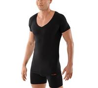 ALBERT KREUZ Maillot de Corps Noir Coton Stretch col v Profond Manches Courtes 04/S