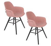 ALBERT KUIP SOFT - Lot de 2 fauteuils de table en tissu rose Rose