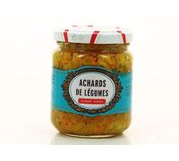 ALBERT MENES Achards de Légumes Bio - Mélange Réunionnais de Chou, Carotte, Chou-Fleur et Haricots Verts - Condiment Épicé en Pot Verre de 200g - Lot de 3