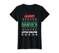 Albert Santa's Little Helper Funny Albert Nom de Noël T-Shirt Graphique avec Valeur, Femme, Noir, S
