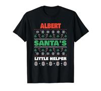 Albert Santa's Little Helper Funny Albert Nom de Noël T-Shirt Graphique avec Valeur, Homme, Noir, M